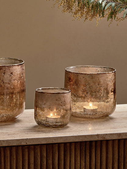 Copper Glass Tealight Holder