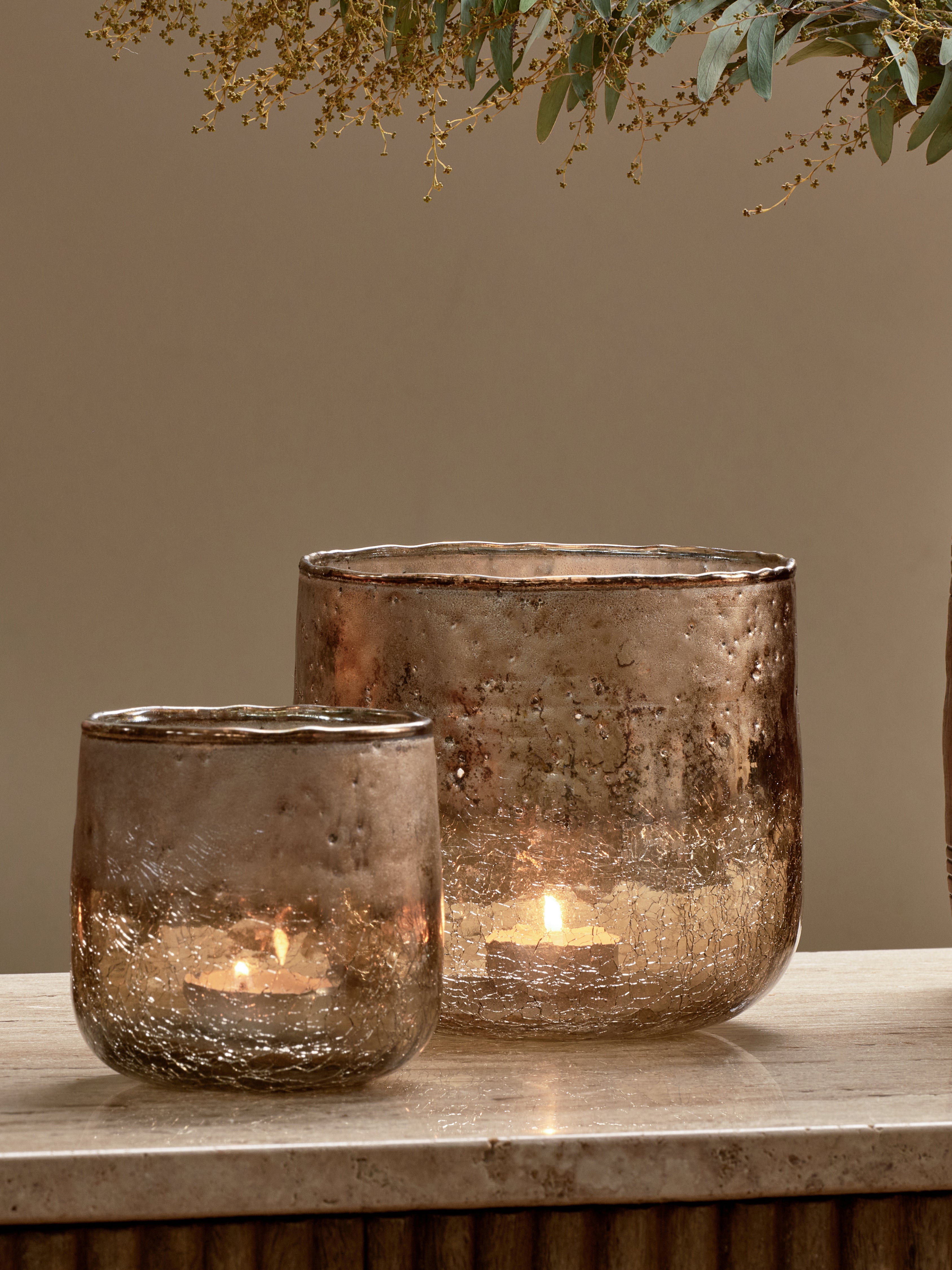 Copper Glass Tealight Holder