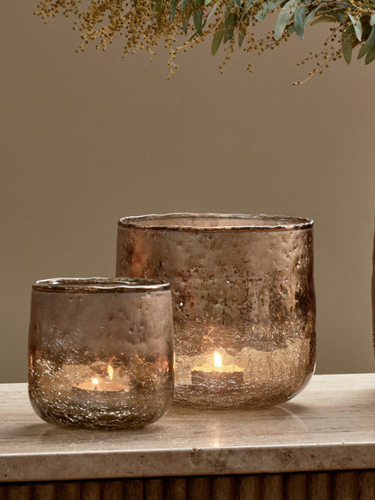 Copper Glass Tealight Holder