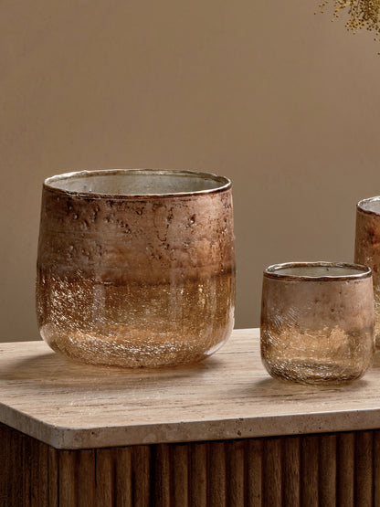 Copper Glass Tealight Holder