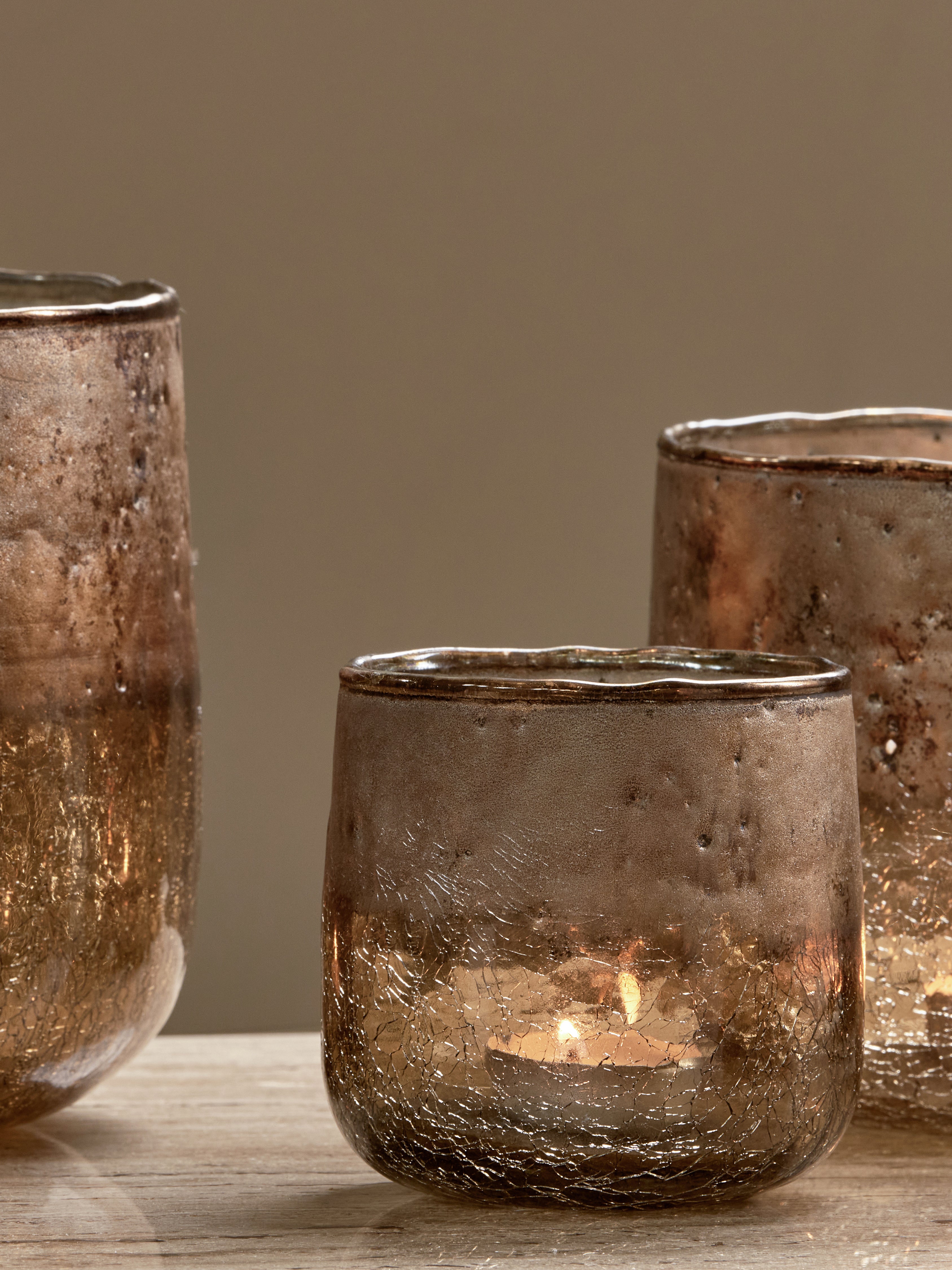 Copper Glass Tealight Holder