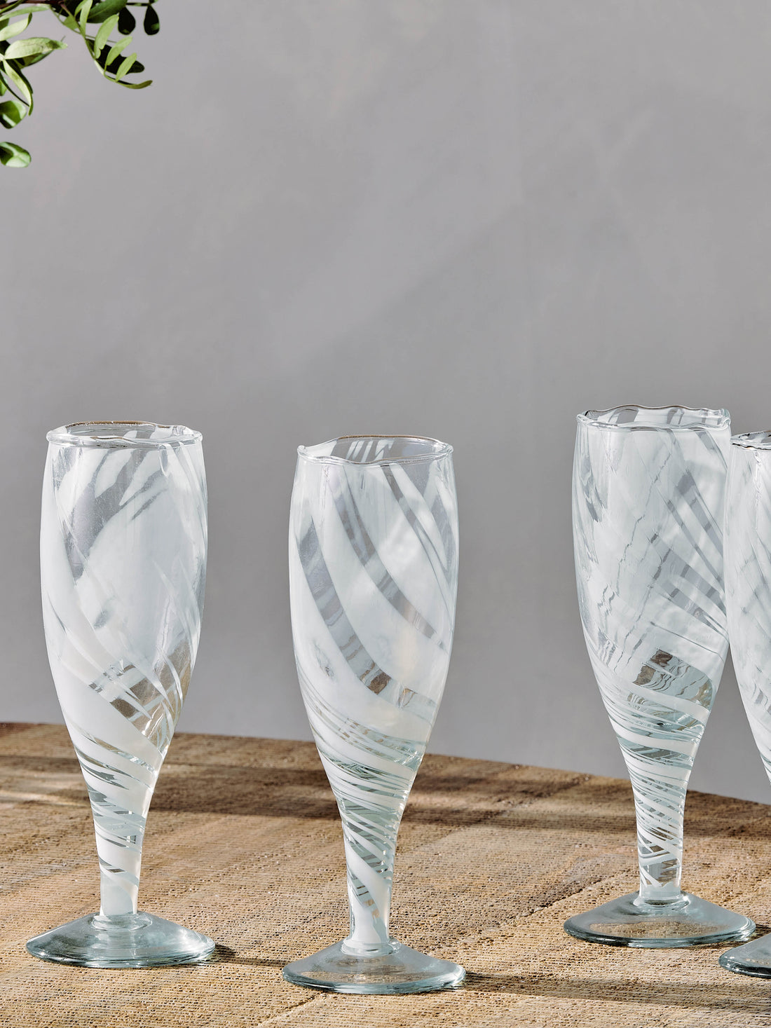 Lohara Recycled Patterned Champagne Glass - White