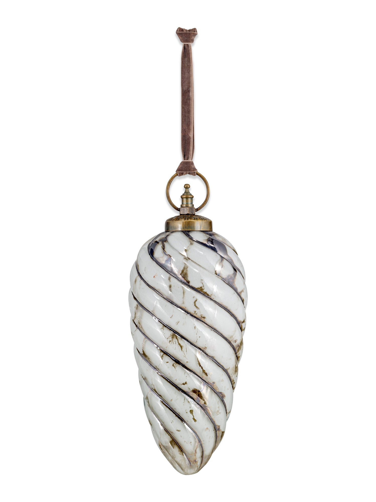 Maran Giant Gold &amp; Cream Recycled Glass Swirl Bauble - Large