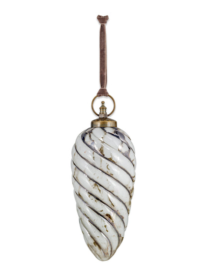 Maran Giant Gold &amp; Cream Recycled Glass Swirl Bauble - Large