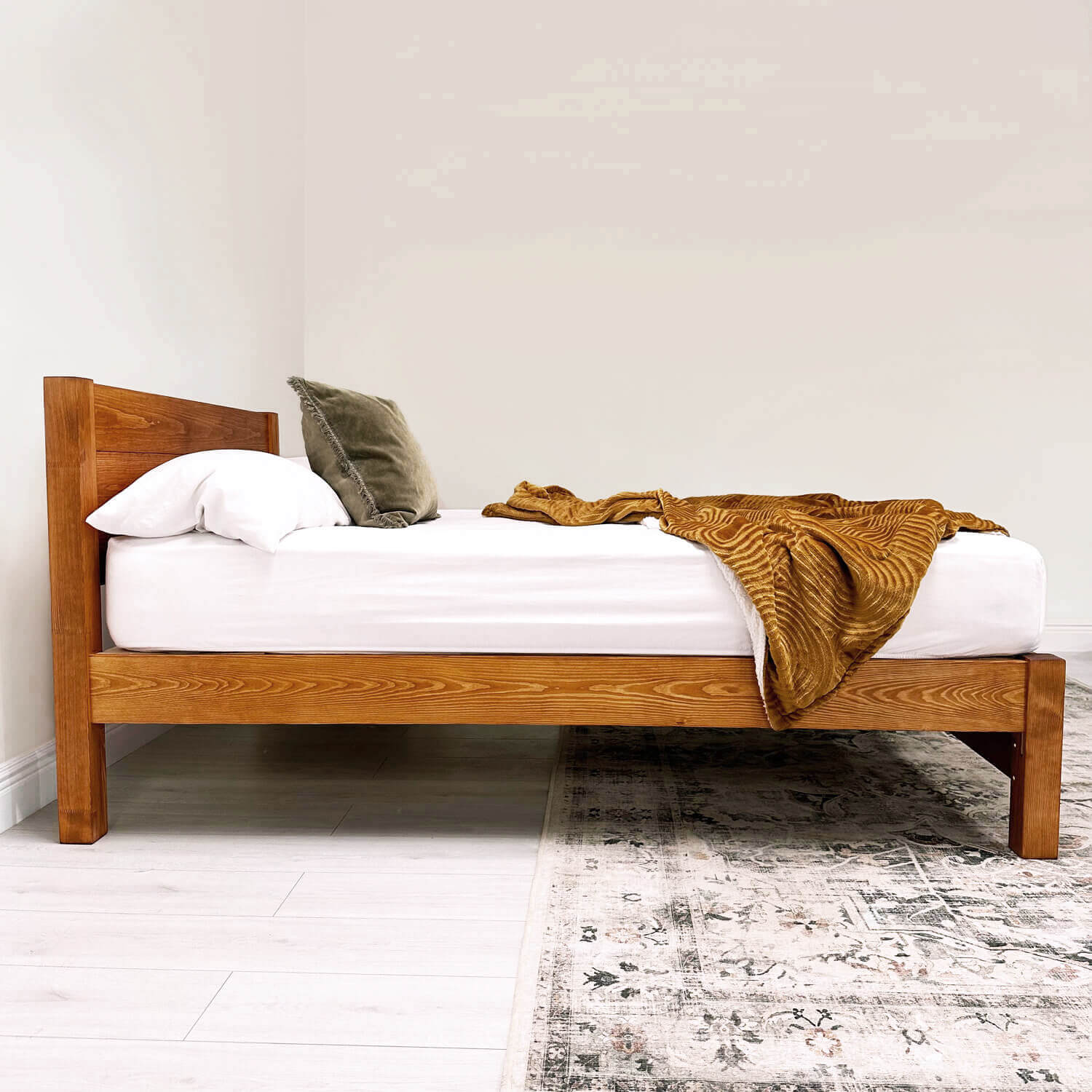 Model 03 – Handmade Wooden Standard Height Bed - Colour &amp; Size Options Available