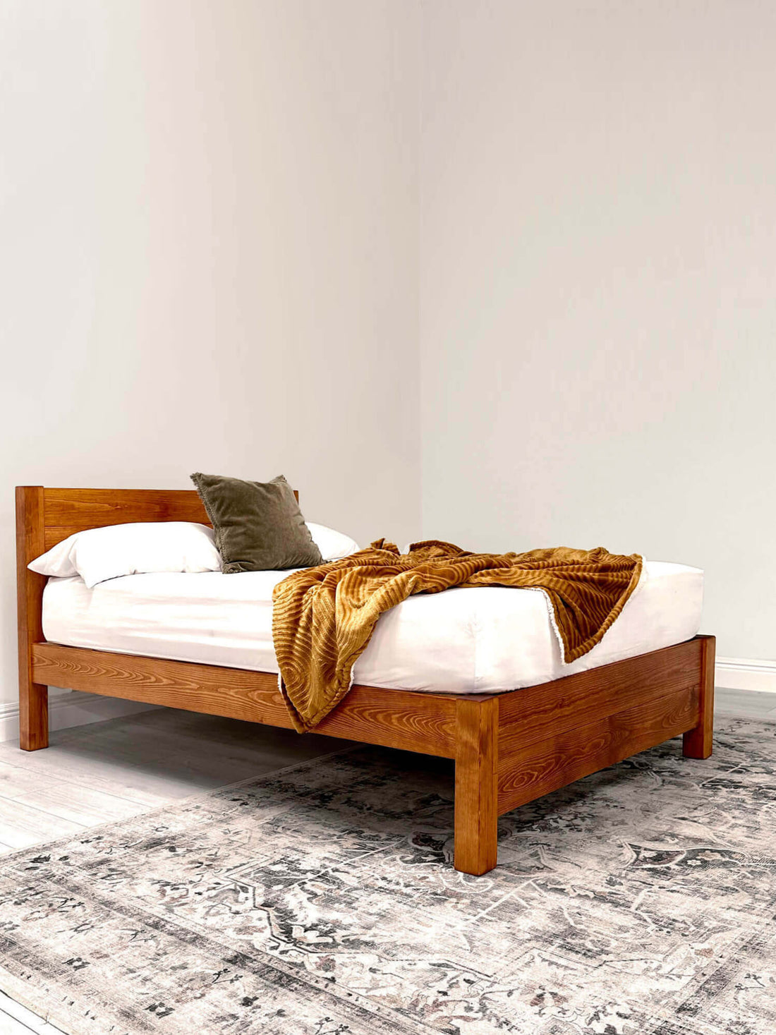 Model 03 – Handmade Wooden Standard Height Bed - Colour &amp; Size Options Available