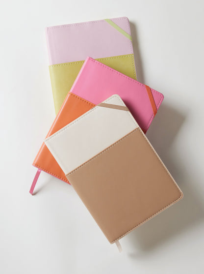 Vegan Leather Pocket Journal - Pink &amp; Chili