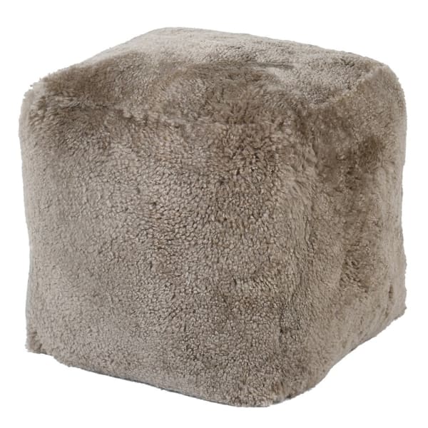 Taupe Sheepskin Pouffe