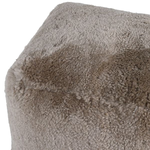 Taupe Sheepskin Pouffe