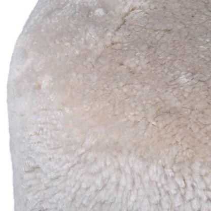 Round Cream Sheepskin Pouffe