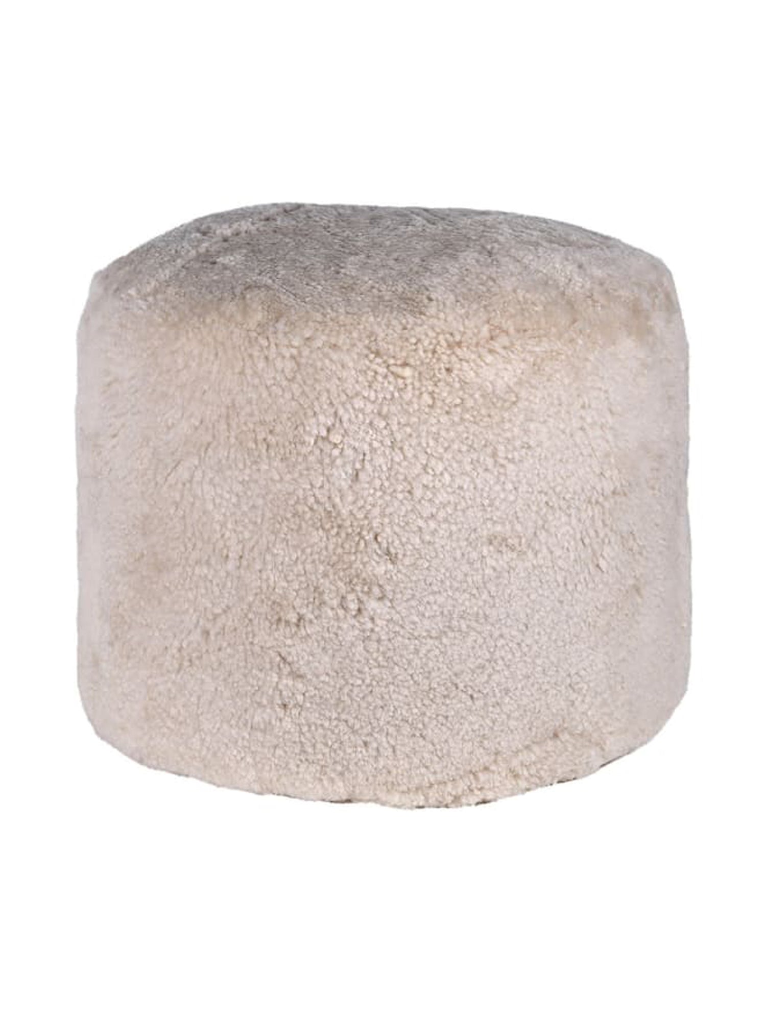 Round Cream Sheepskin Pouffe