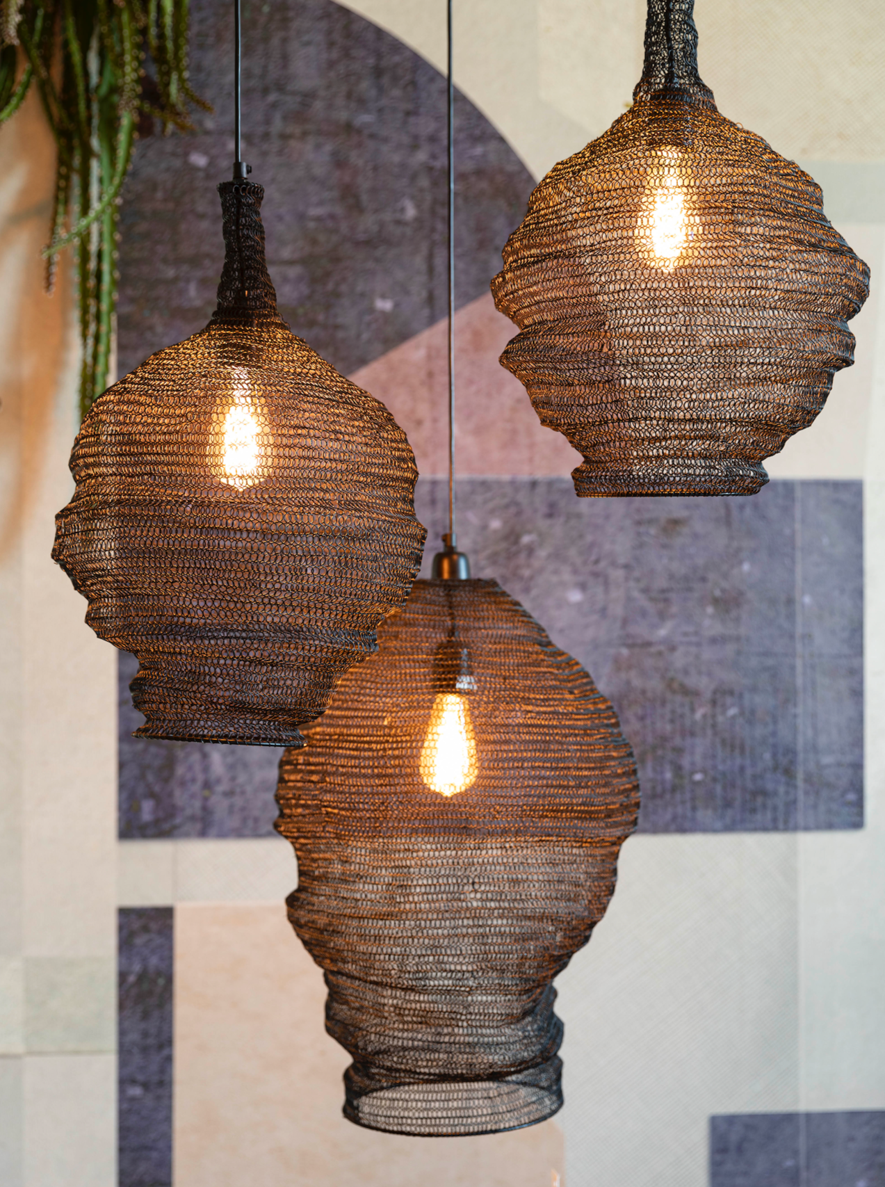 Medium Lena Pendant Lamp - Brass/Black