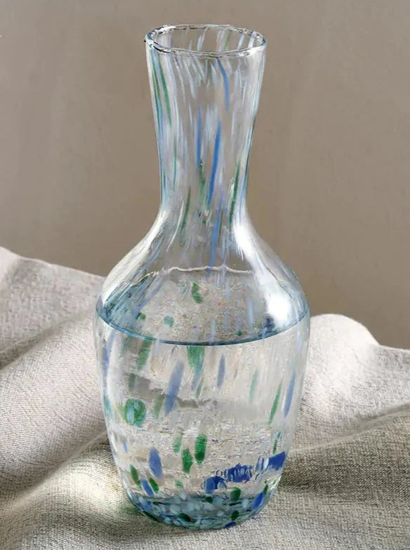 Taja Mouth Blown Glass Jug - Sea Blue