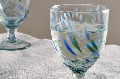 Taja Mouth Blown Wine Glass - Sea Blue