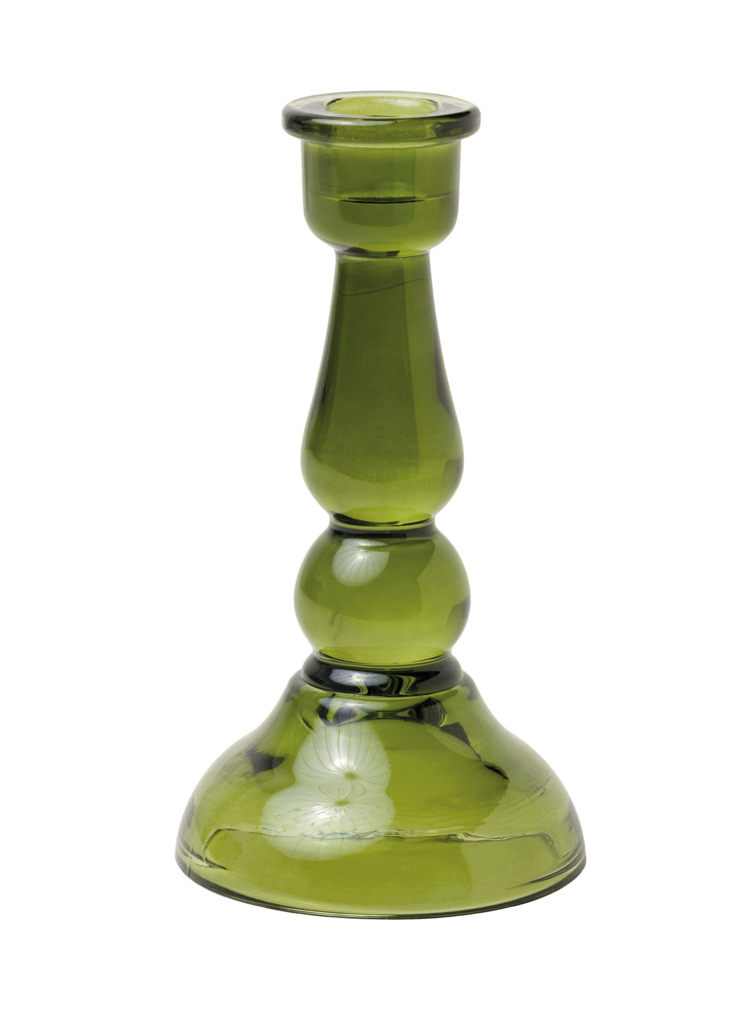 Green Tall Glass Taper Candle Holder