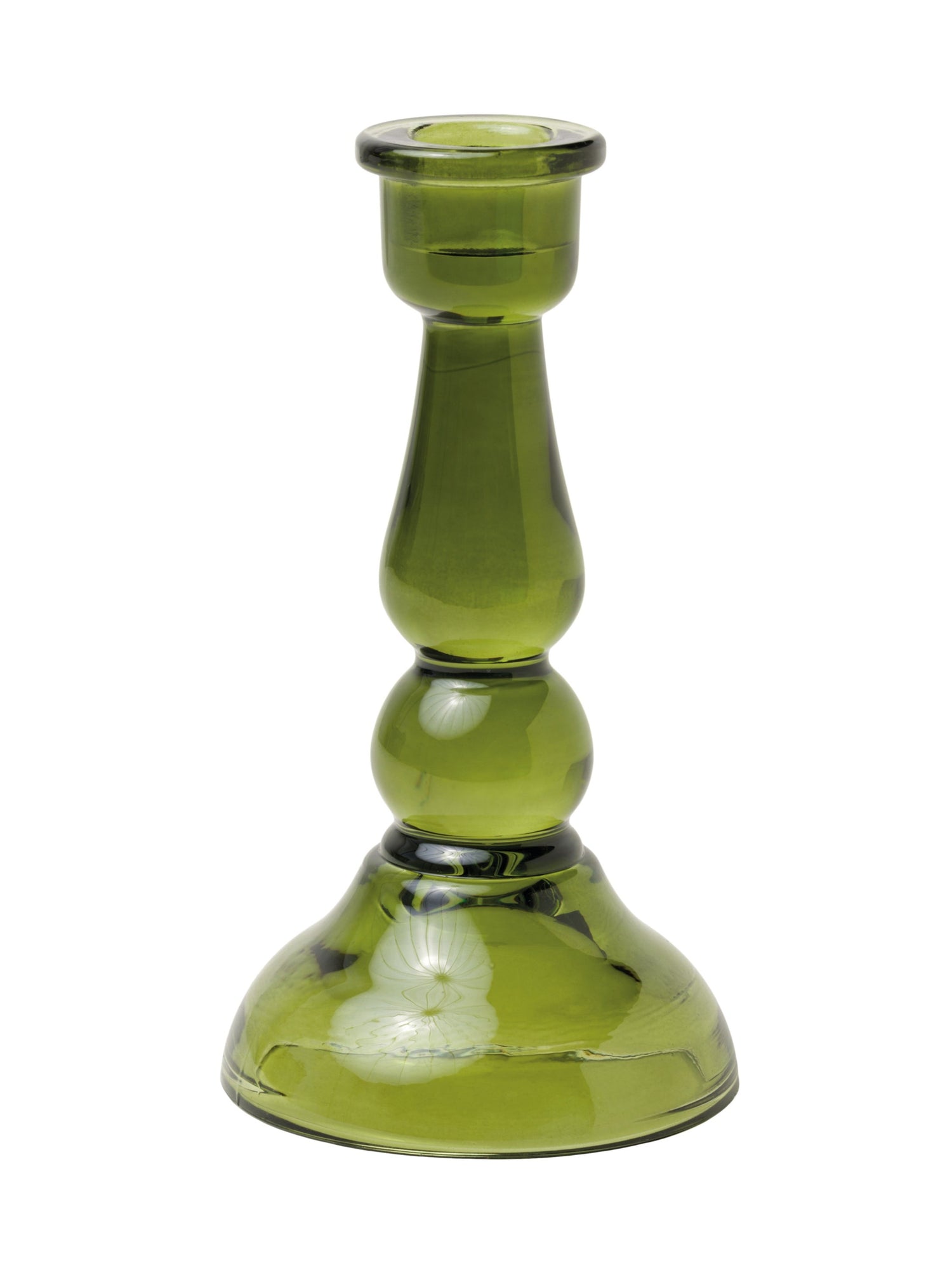 Green Tall Glass Taper Candle Holder