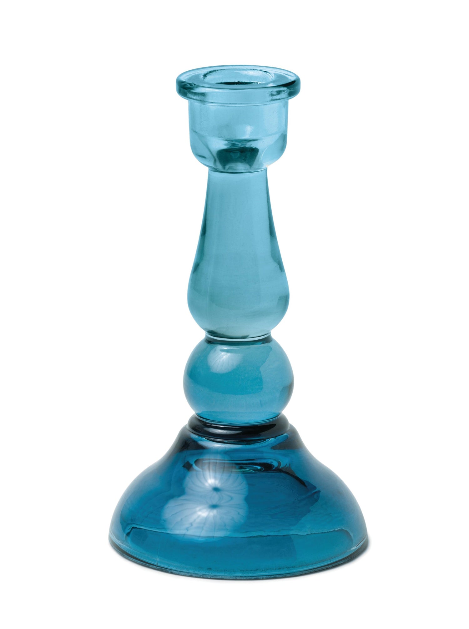 Blue Tall Glass Taper Candle Holder