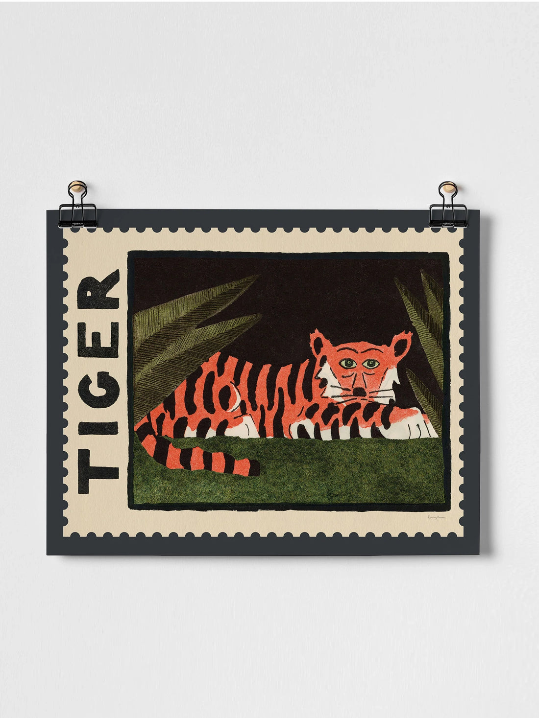 Tiger Vintage Stamp  - A3 Giclee Print