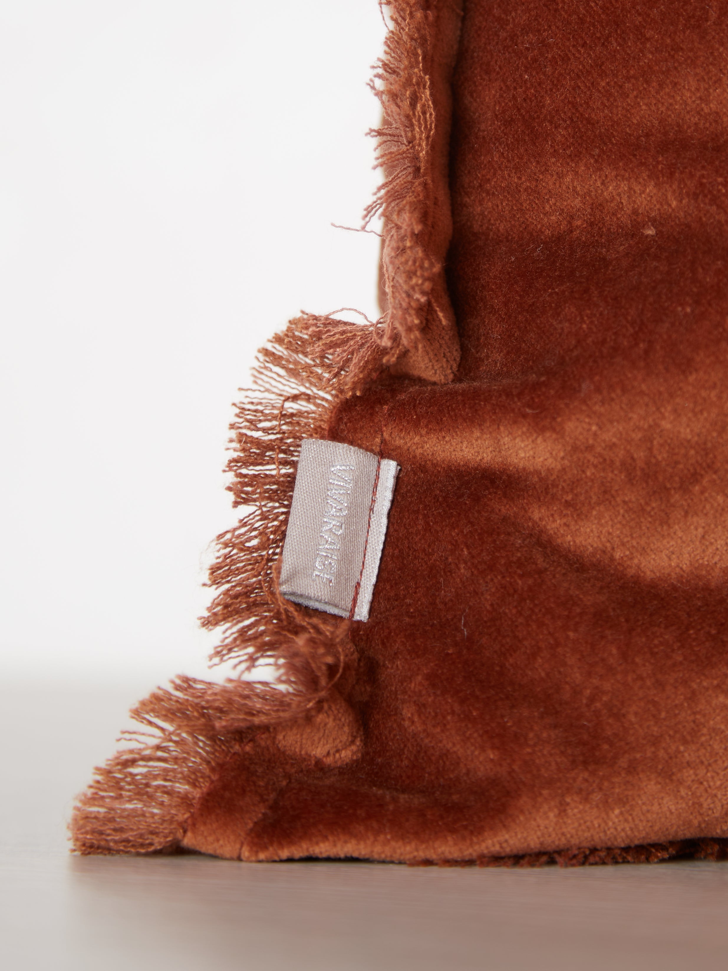 Fara Fringed Velvet Cushion - Caramel - 3 Sizes Available