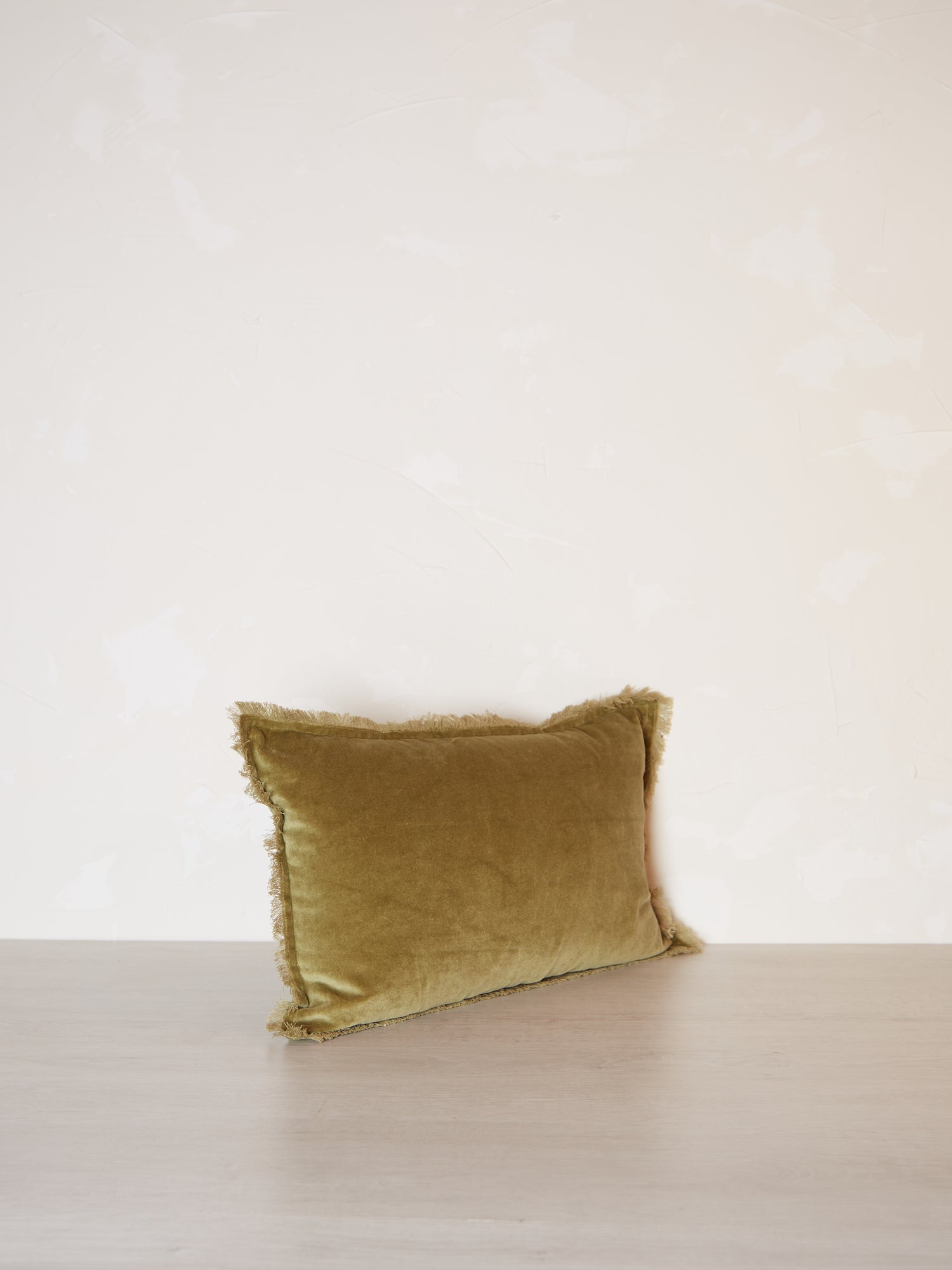 Fara Fringed Velvet Cushion - Olive - 3 Sizes Available