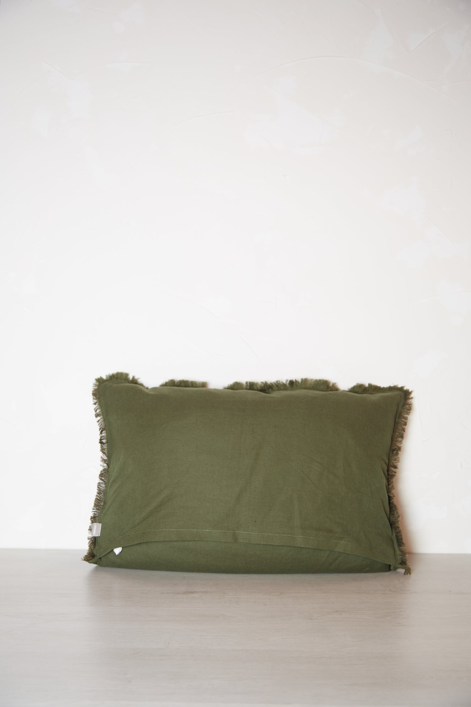 Laly Linen &amp; Cotton Embroidered Cushion in Olive - 40 x 65