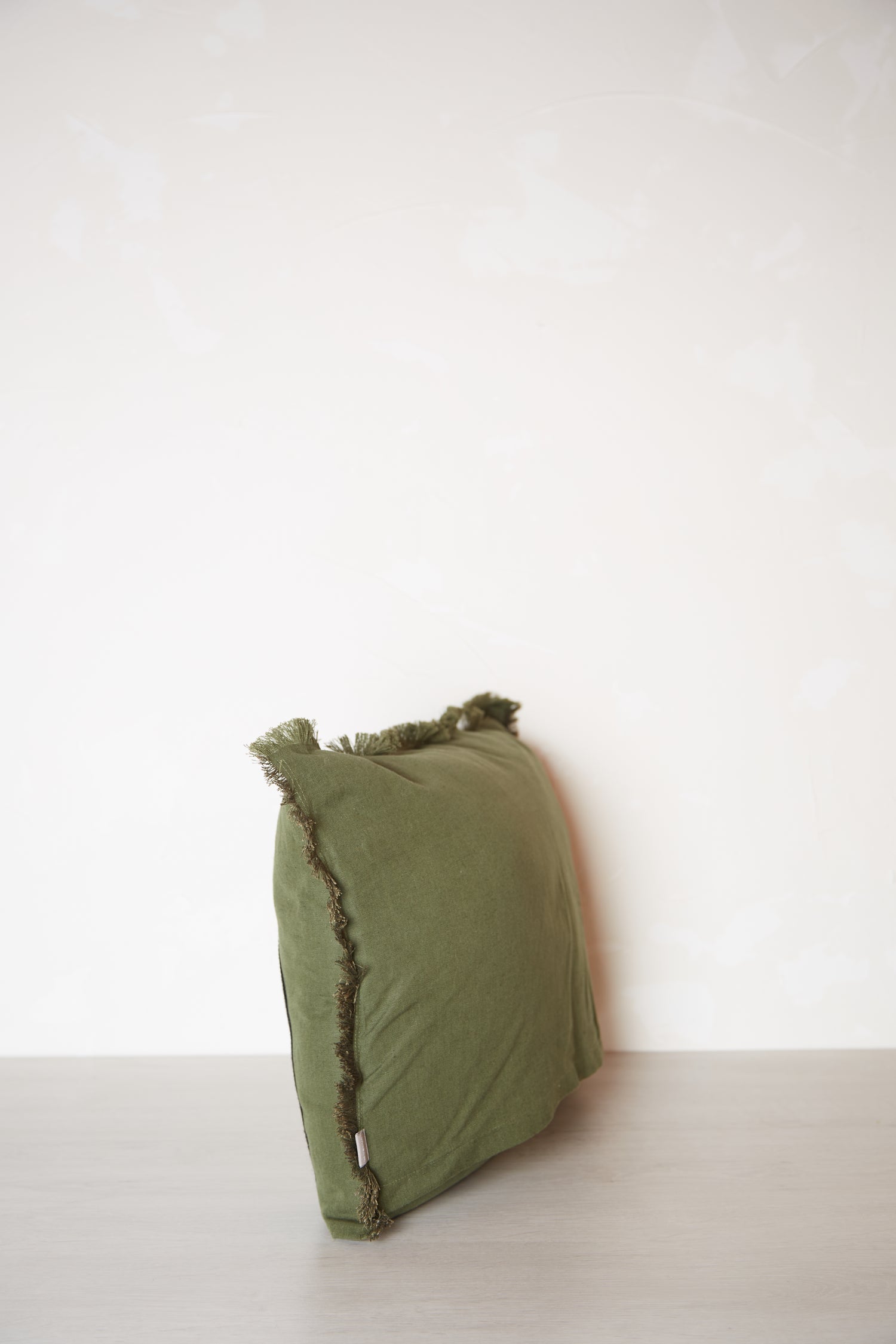 Laly Linen &amp; Cotton Embroidered Cushion in Olive - 40 x 65