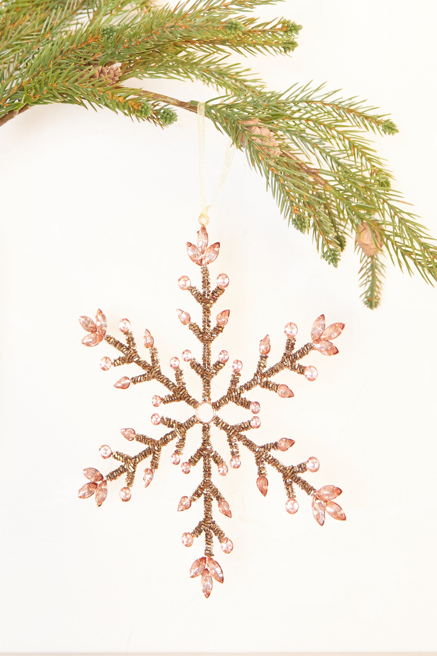 Large Bronze Beaded Snowflake