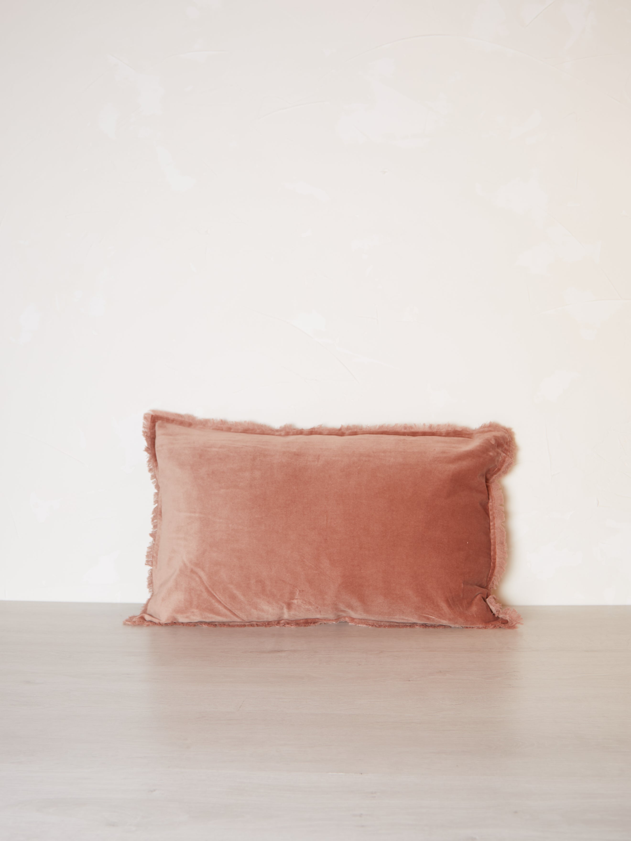 Fara Fringed Velvet Cushion - Rosewood - 3 Sizes Avaliable