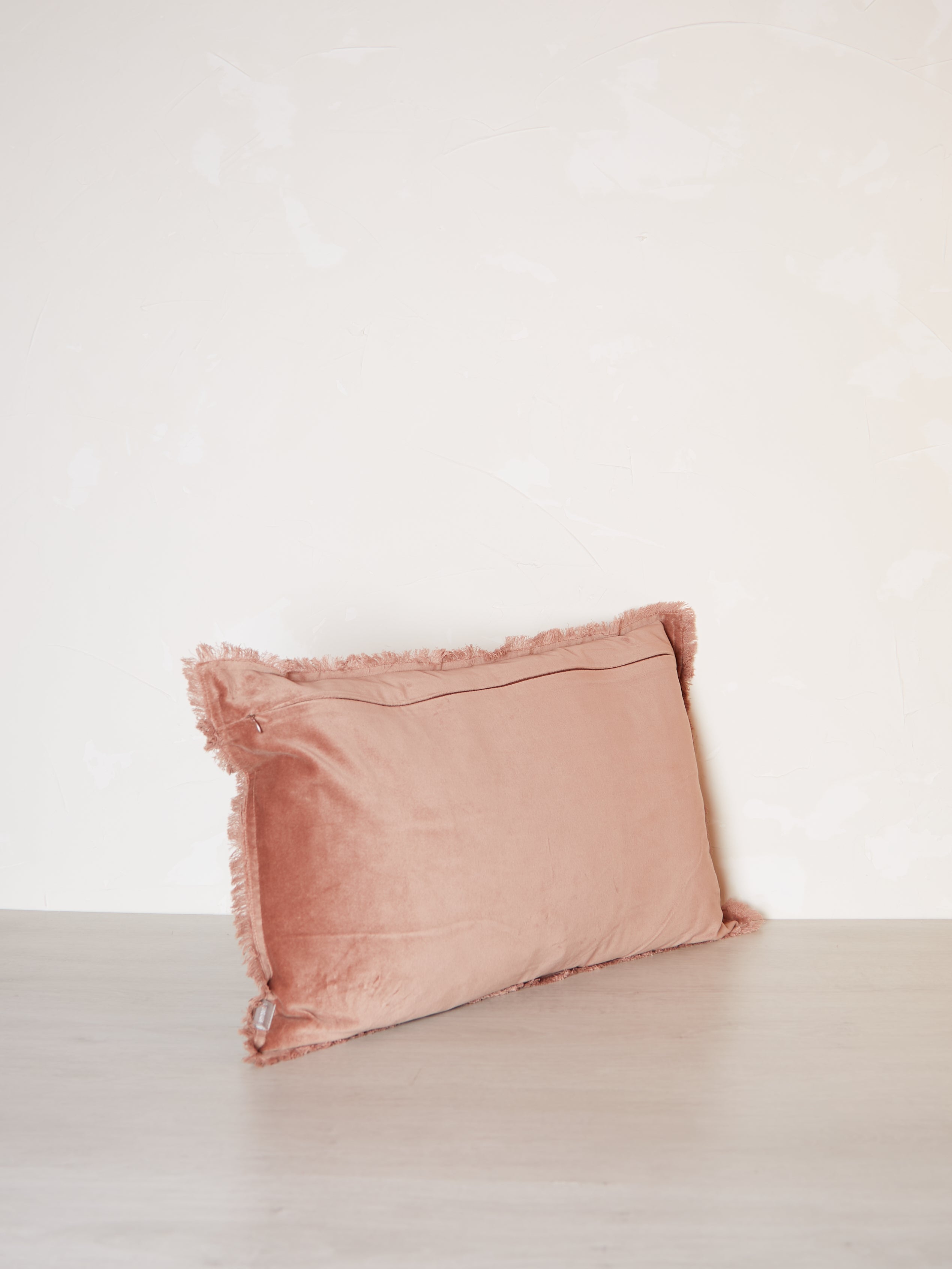 Fara Fringed Velvet Cushion - Rosewood - 3 Sizes Available