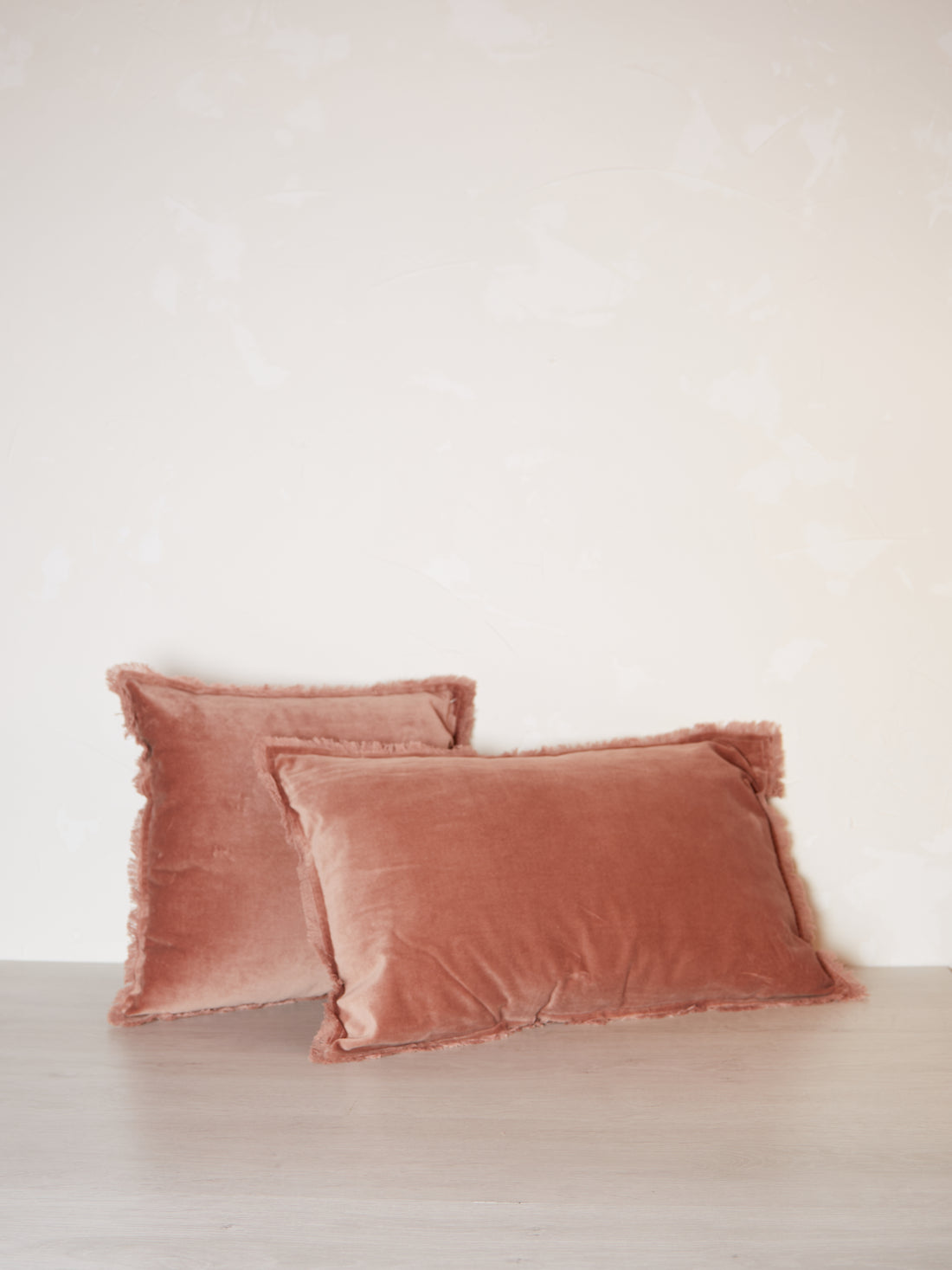 Fara Fringed Velvet Cushion - Rosewood - 3 Sizes Available