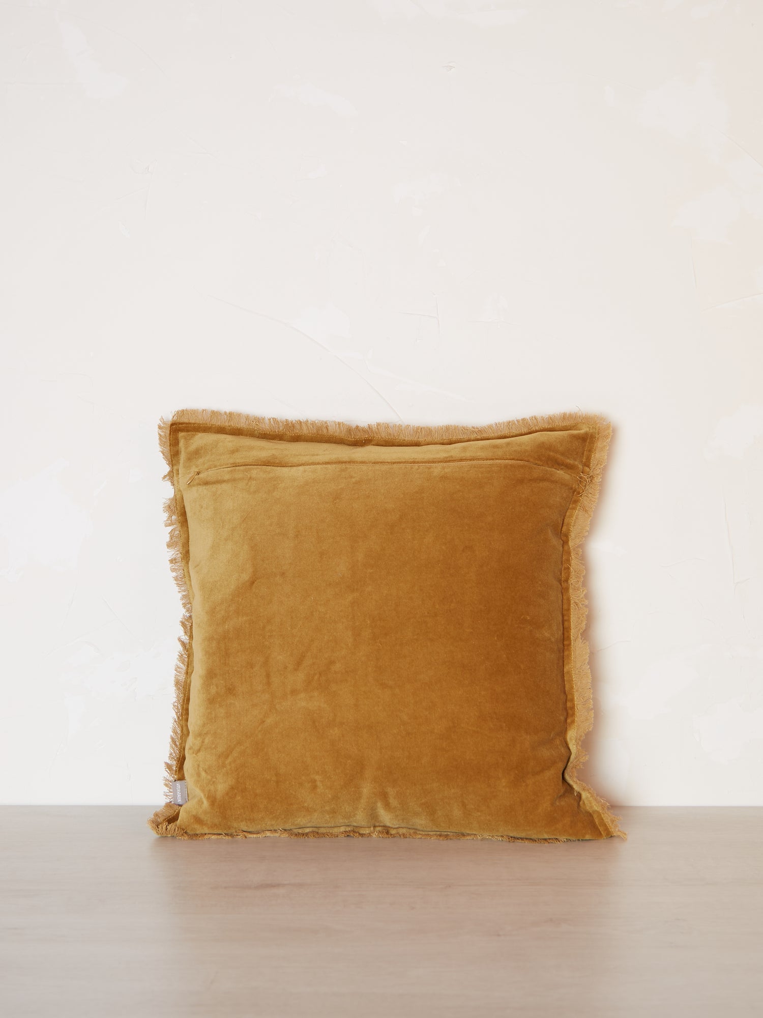 Fara Fringed Velvet Cushion - Saffron - 3 Sizes Avaliable