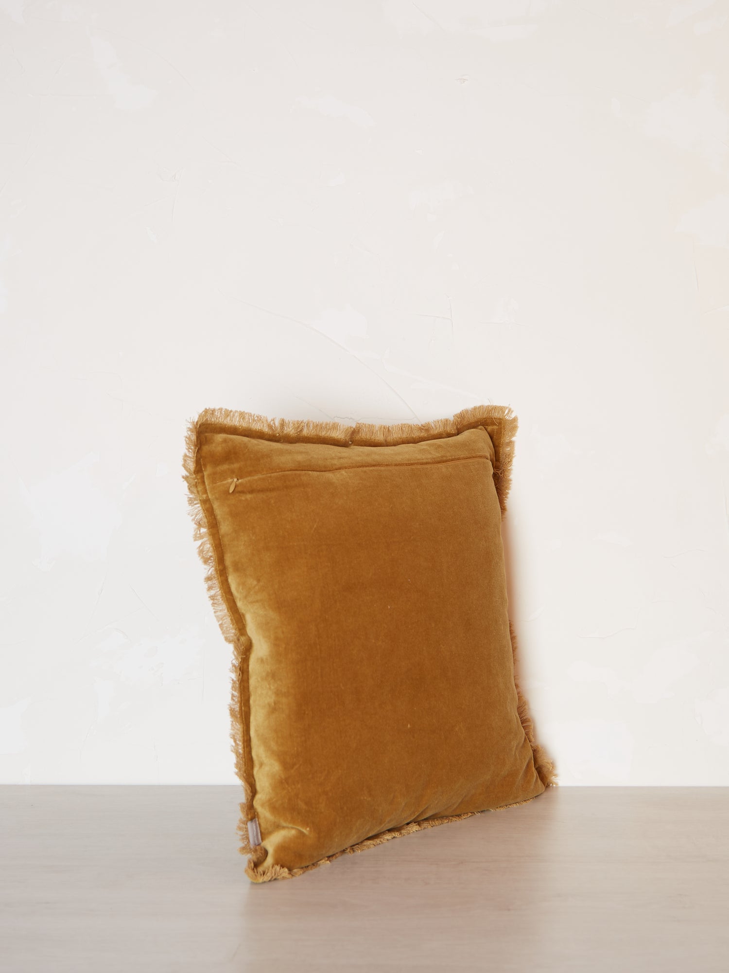 Fara Fringed Velvet Cushion - Saffron - 3 Sizes Avaliable