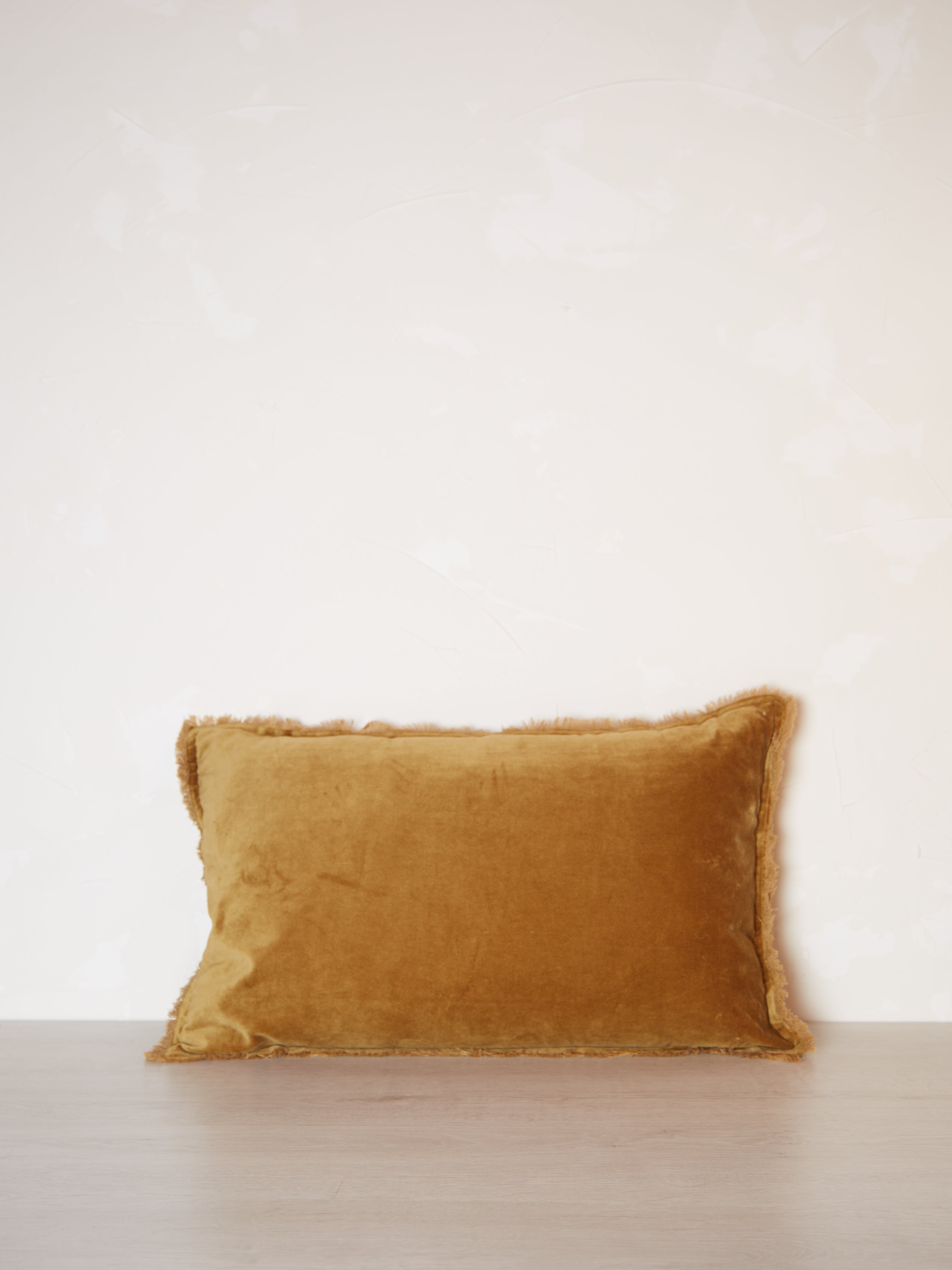 Fara Fringed Velvet Cushion - Saffron - 3 Sizes Avaliable