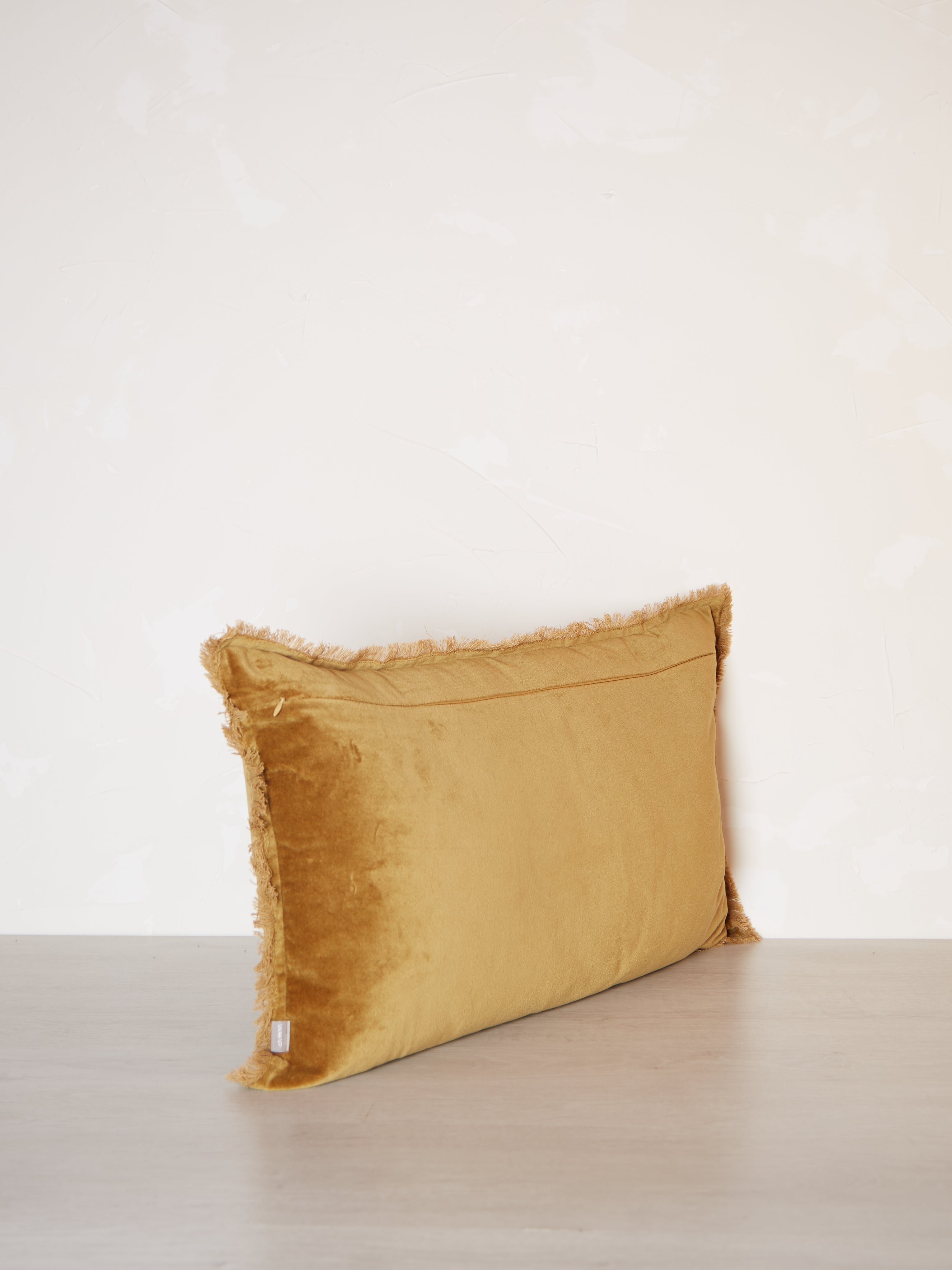 Fara Fringed Velvet Cushion - Saffron - 3 Sizes Avaliable