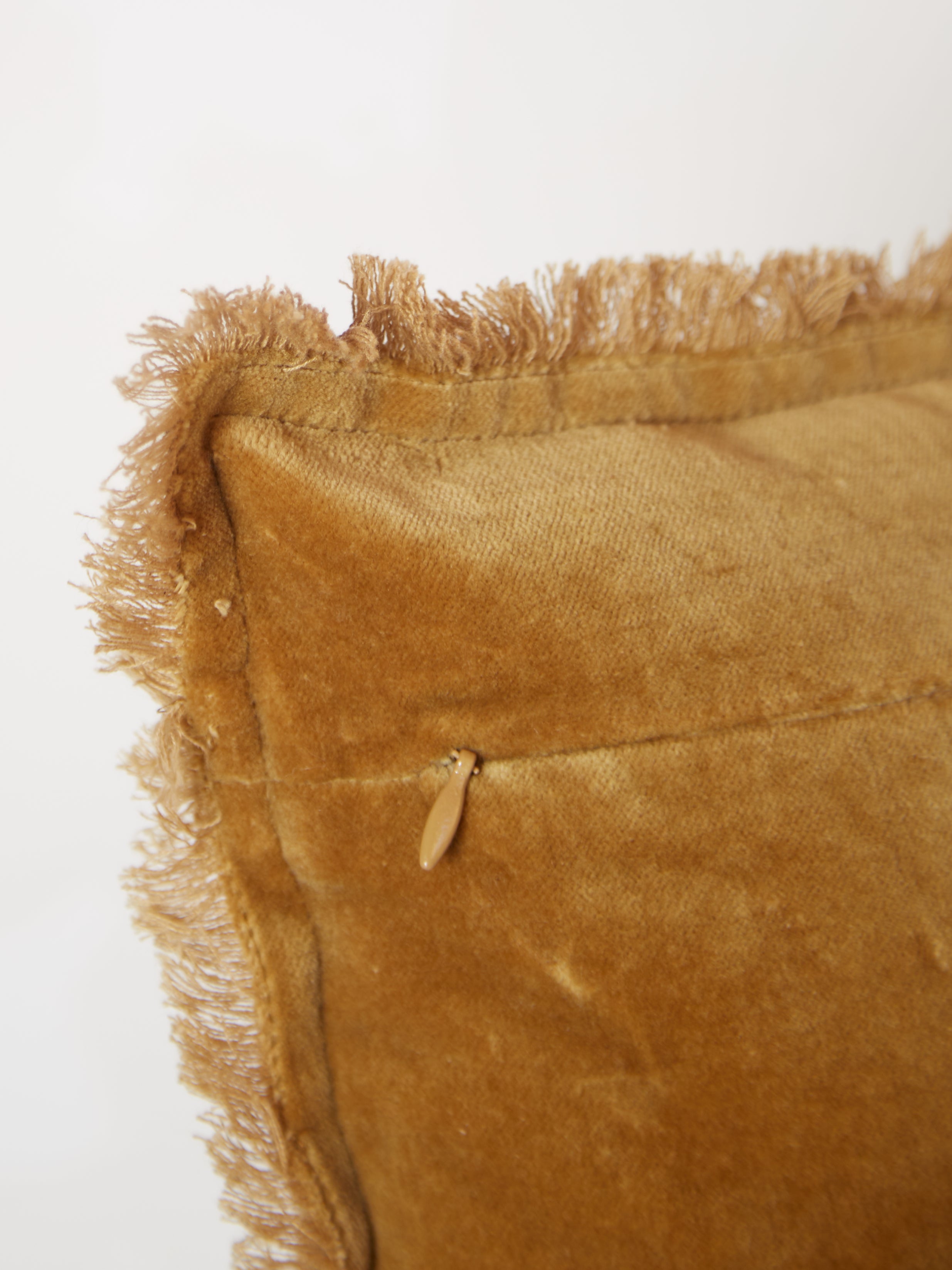 Fara Fringed Velvet Cushion - Saffron - 3 Sizes Avaliable