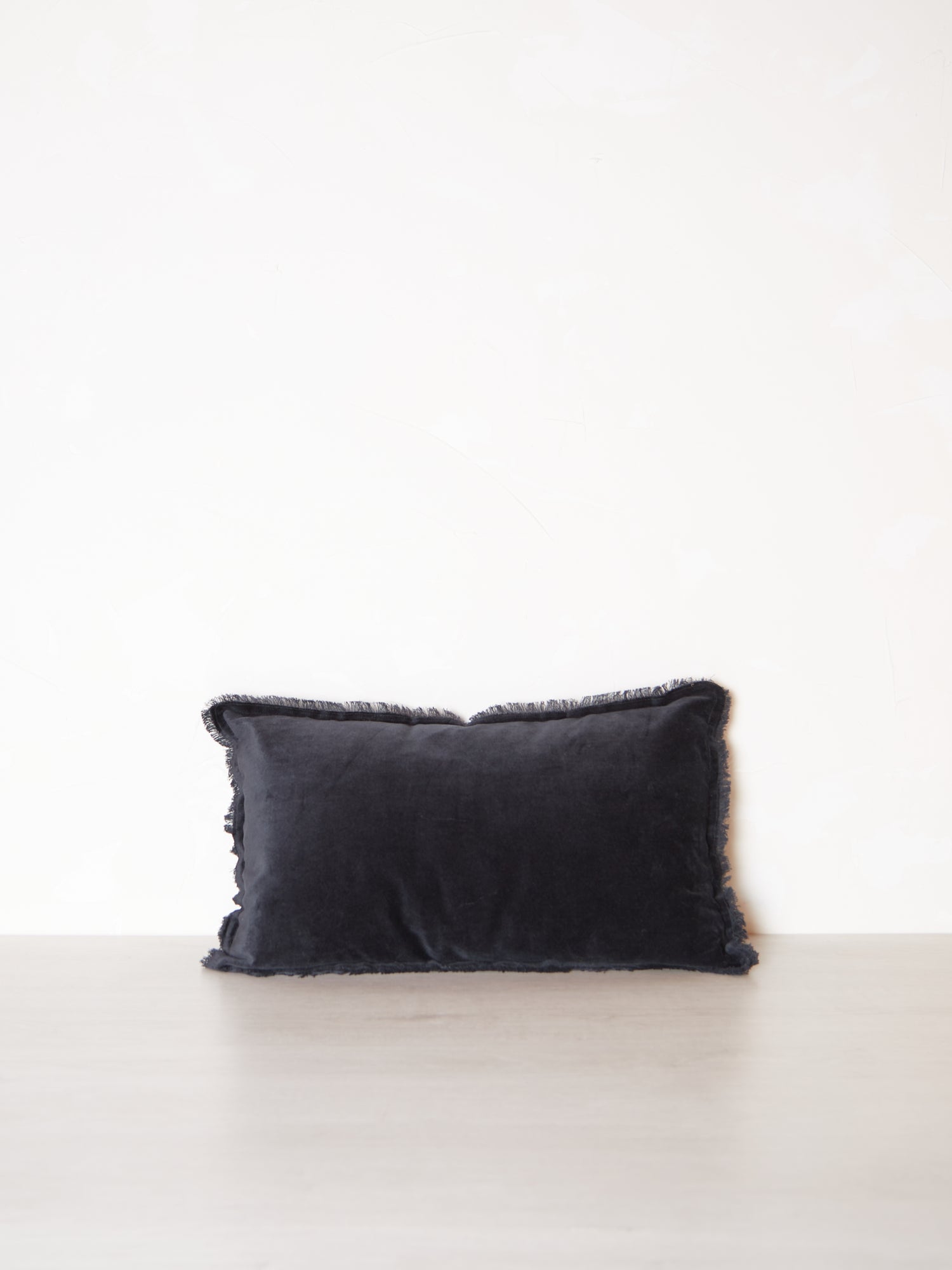 Fara Fringed Velvet Cushion - Caviar - 3 Sizes Available