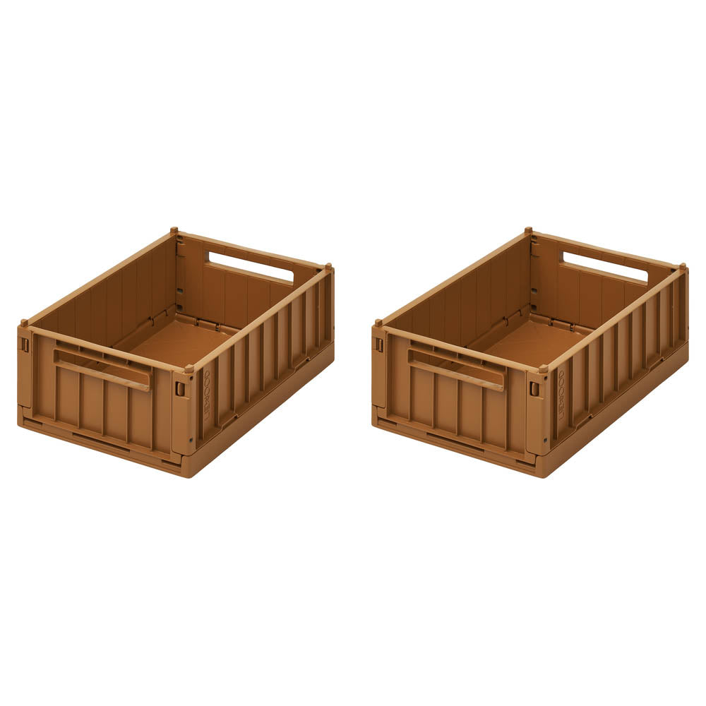 Weston Small Storage Box with Lid - Golden Caramel - 2 pack