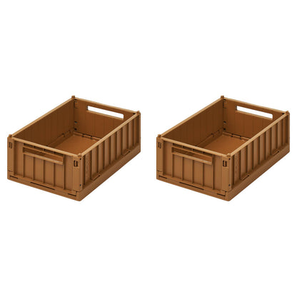 Weston Small Storage Box with Lid - Golden Caramel - 2 pack