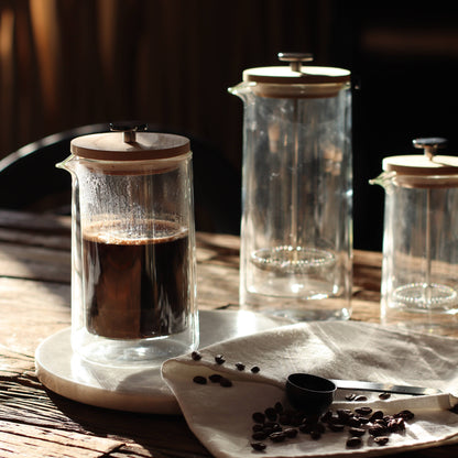 800 ml double-walled glass and wood French press