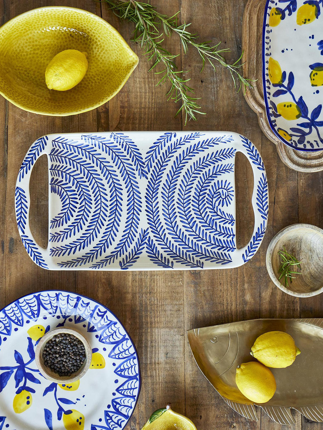 Karlie Serving Tray - Blue - Stoneware