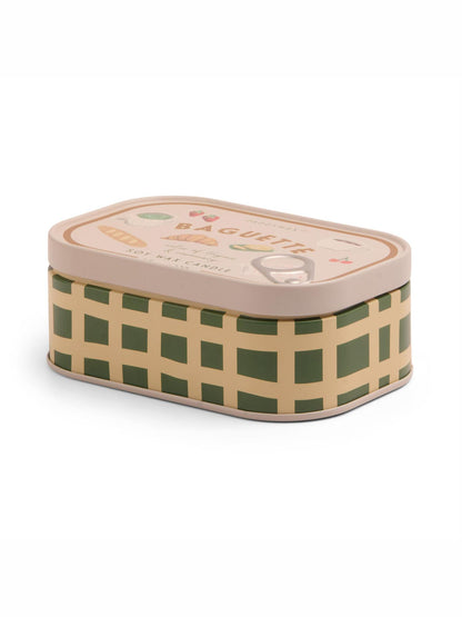 Bistro 4.5oz/127g French Baguette Printed Tin Candle - Rosemary Thyme