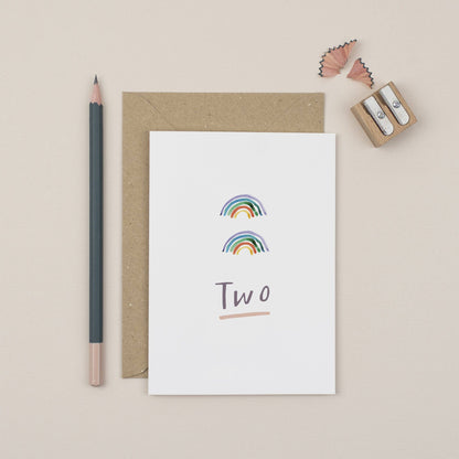 Rainbow Second Birthday Card