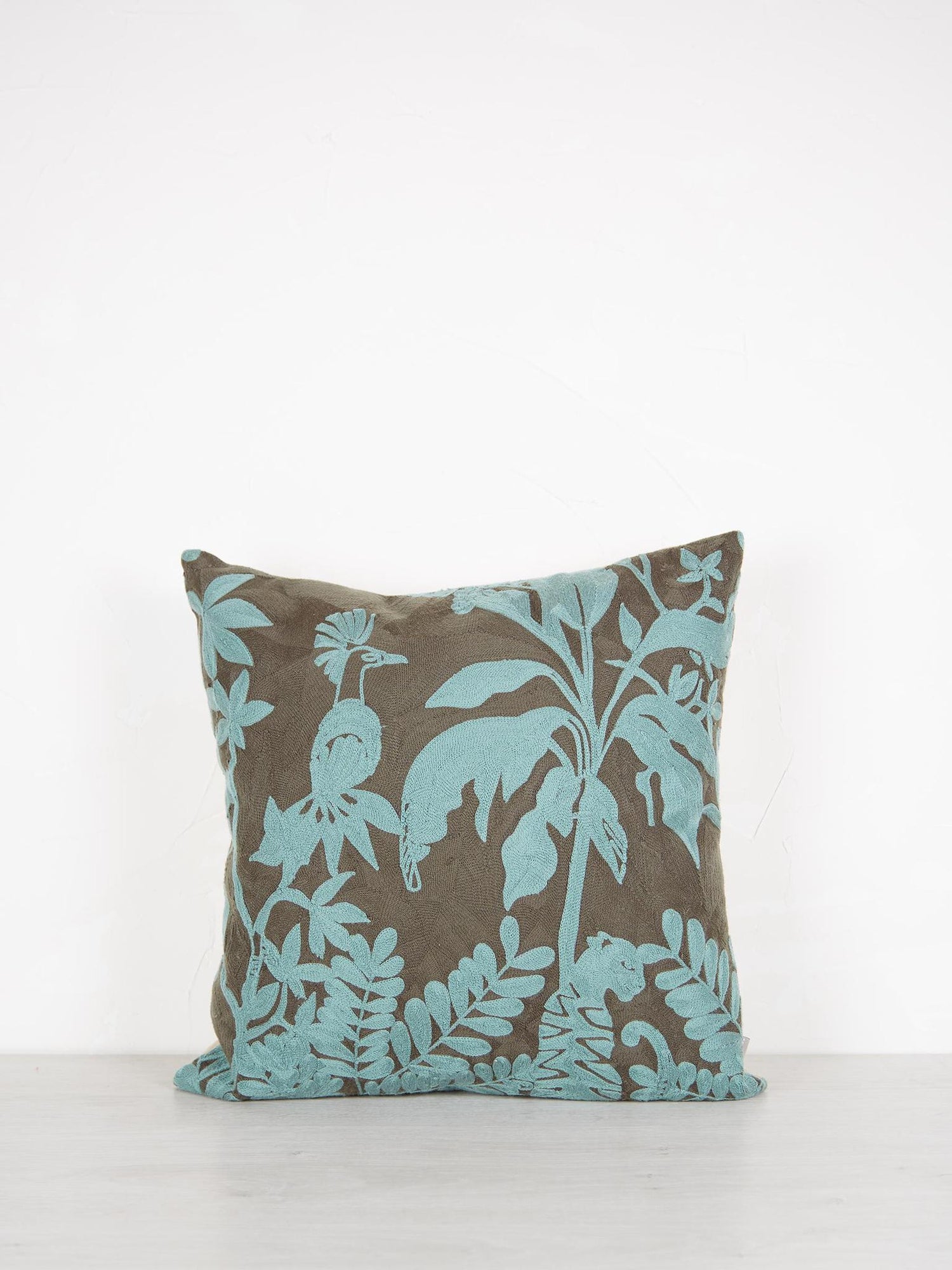 Raki Embroidered Cushion - 45x45cm - Carbone