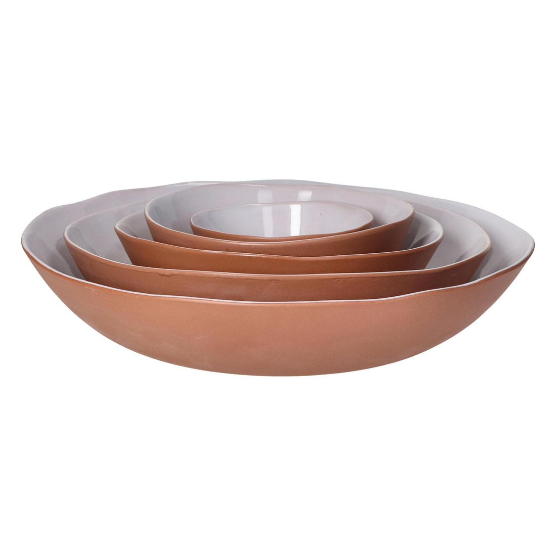 Mariage Porcelain Soup Bowl - Terracotta, White