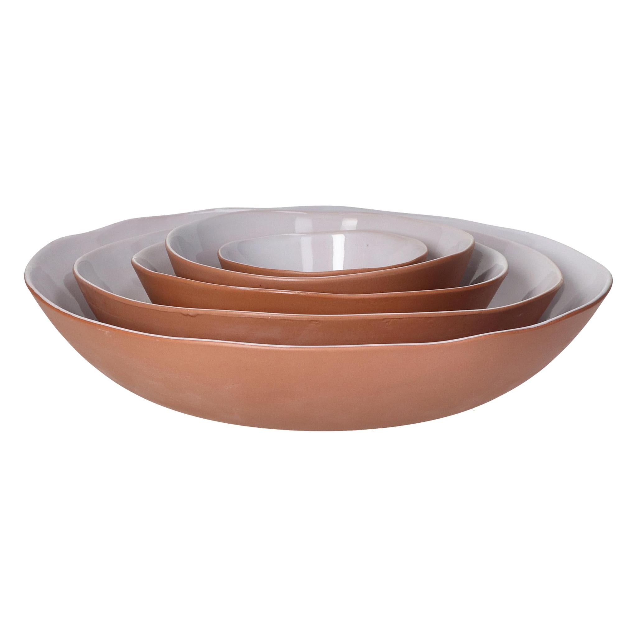 Mariage Porcelain Soup Bowl - Terracotta, White