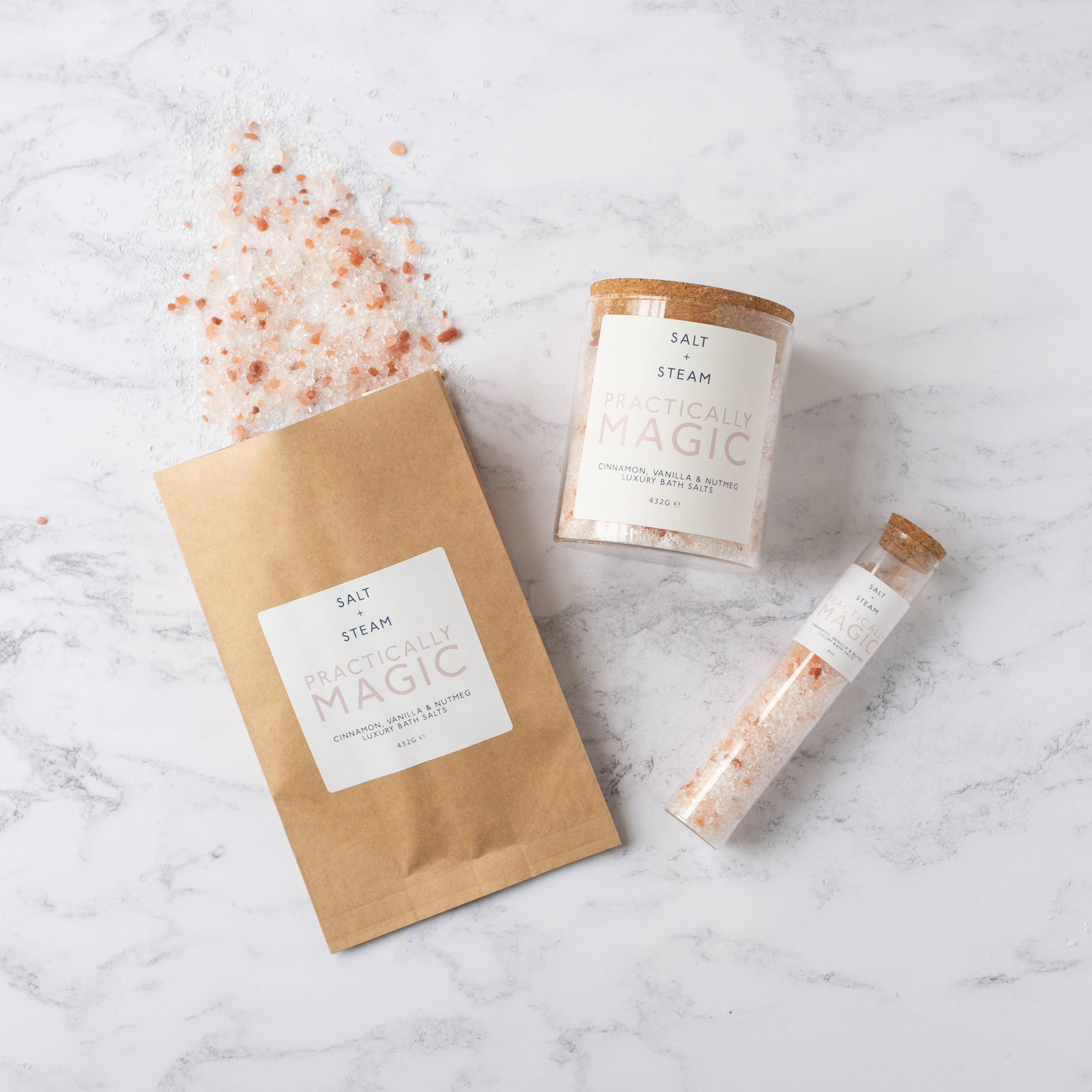 Practically Magic - Cinnamon &amp; Vanilla Bath Salts 80g &amp; 432g