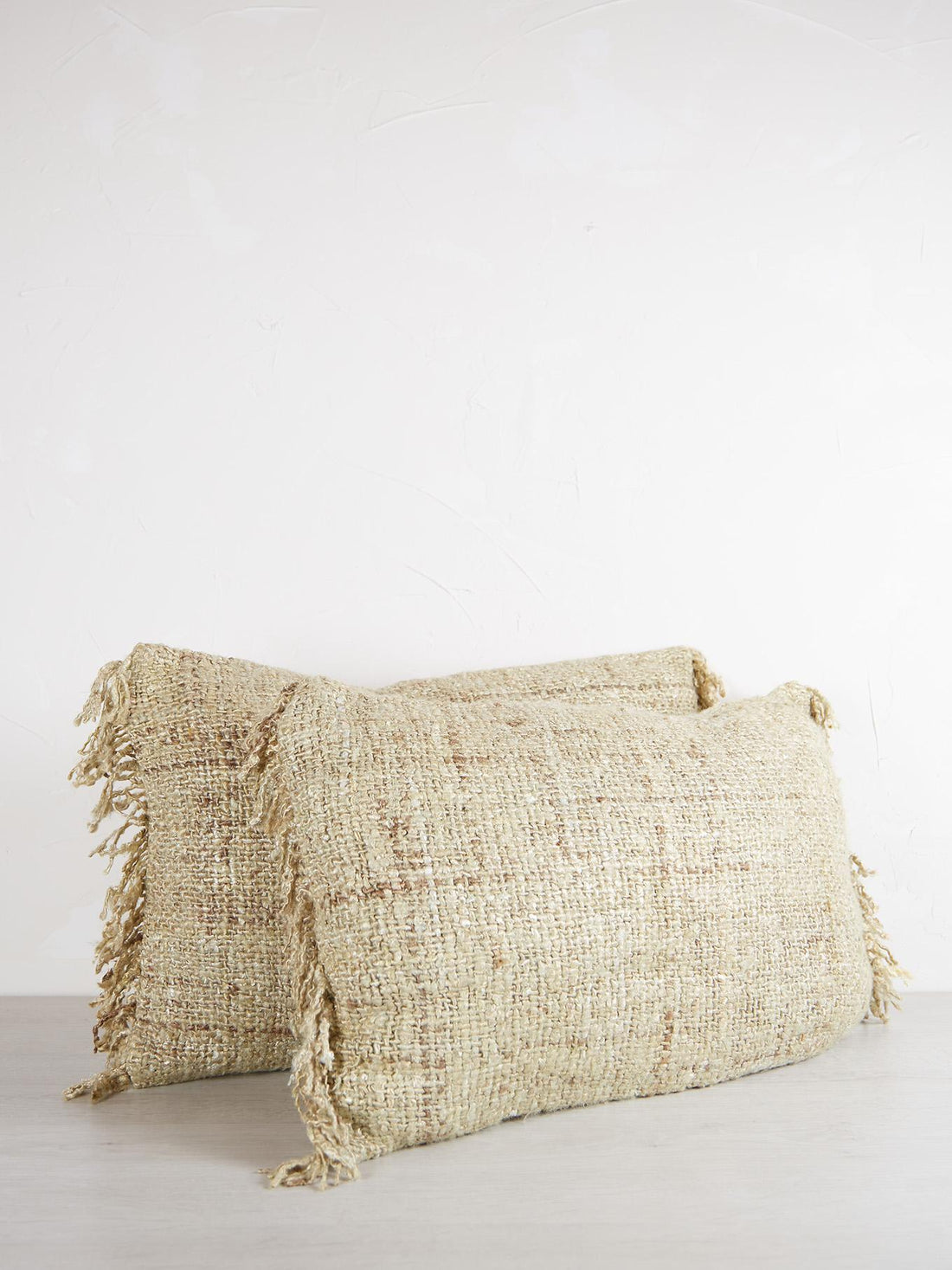 Ecru Woven Fringe Cushion