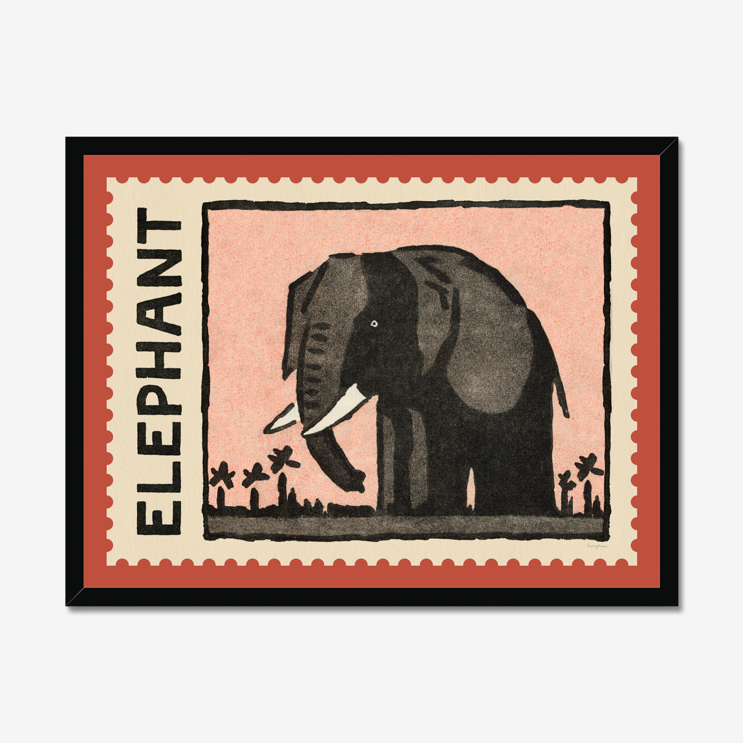 Elephant Vintage Stamp Fine Art Print