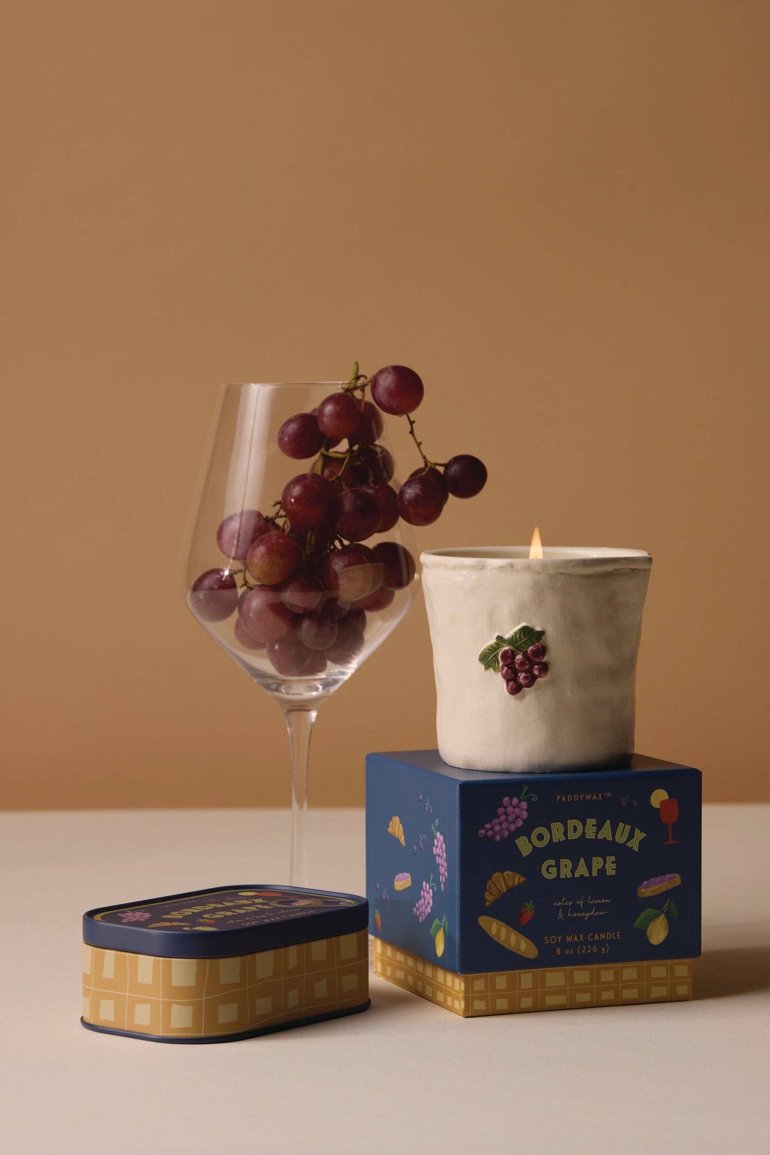 Paddywax Bistro Grapes Ceramic Candle - Bordeaux Grape