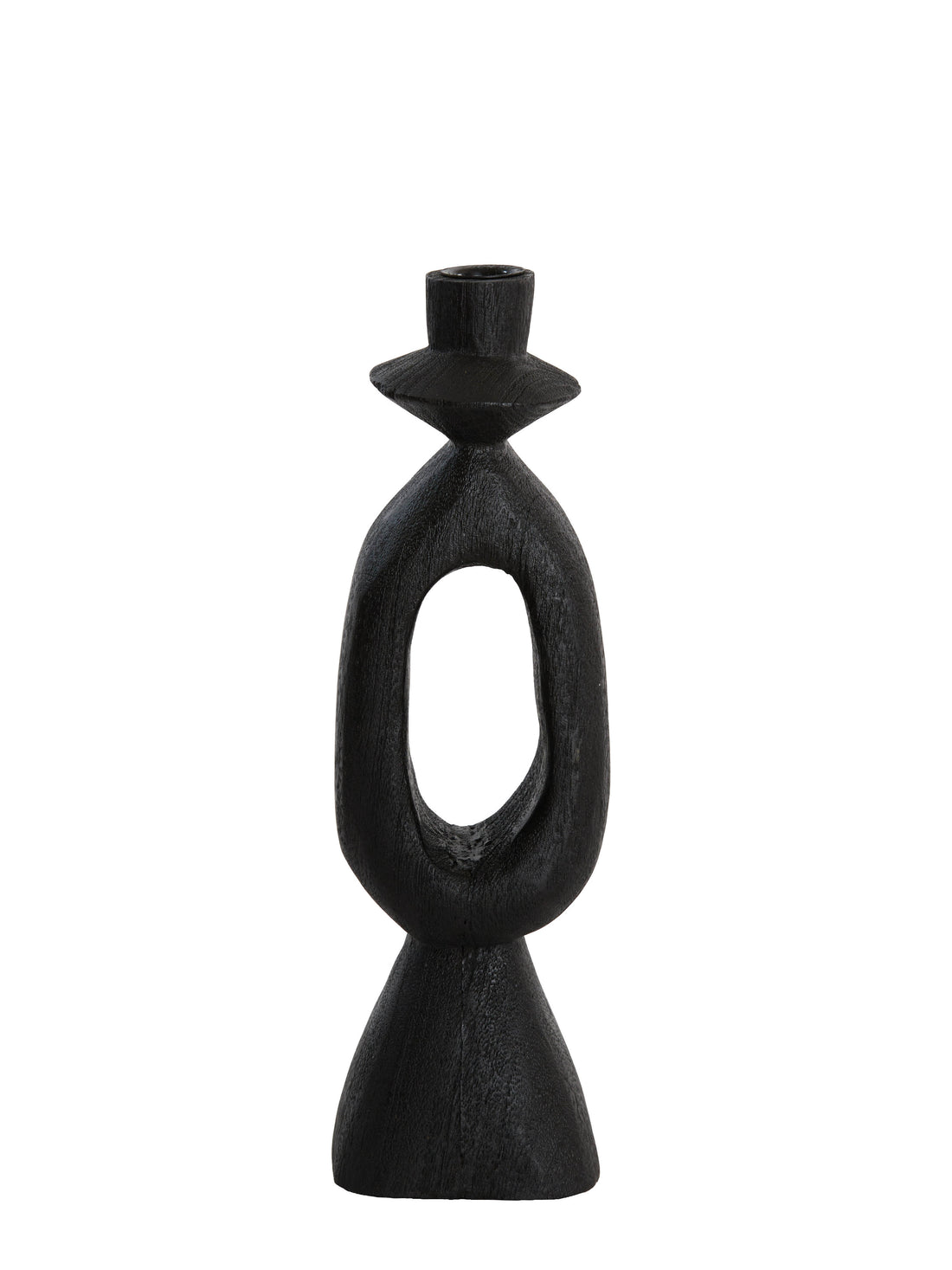 Django Large Black Mango Wood Candle Holder